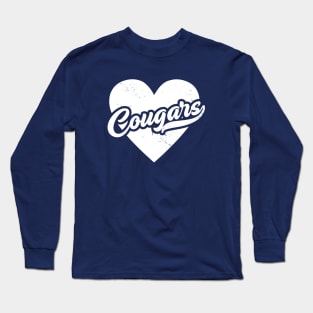 Vintage Cougars School Spirit // High School Football Mascot // Go Cougars Long Sleeve T-Shirt